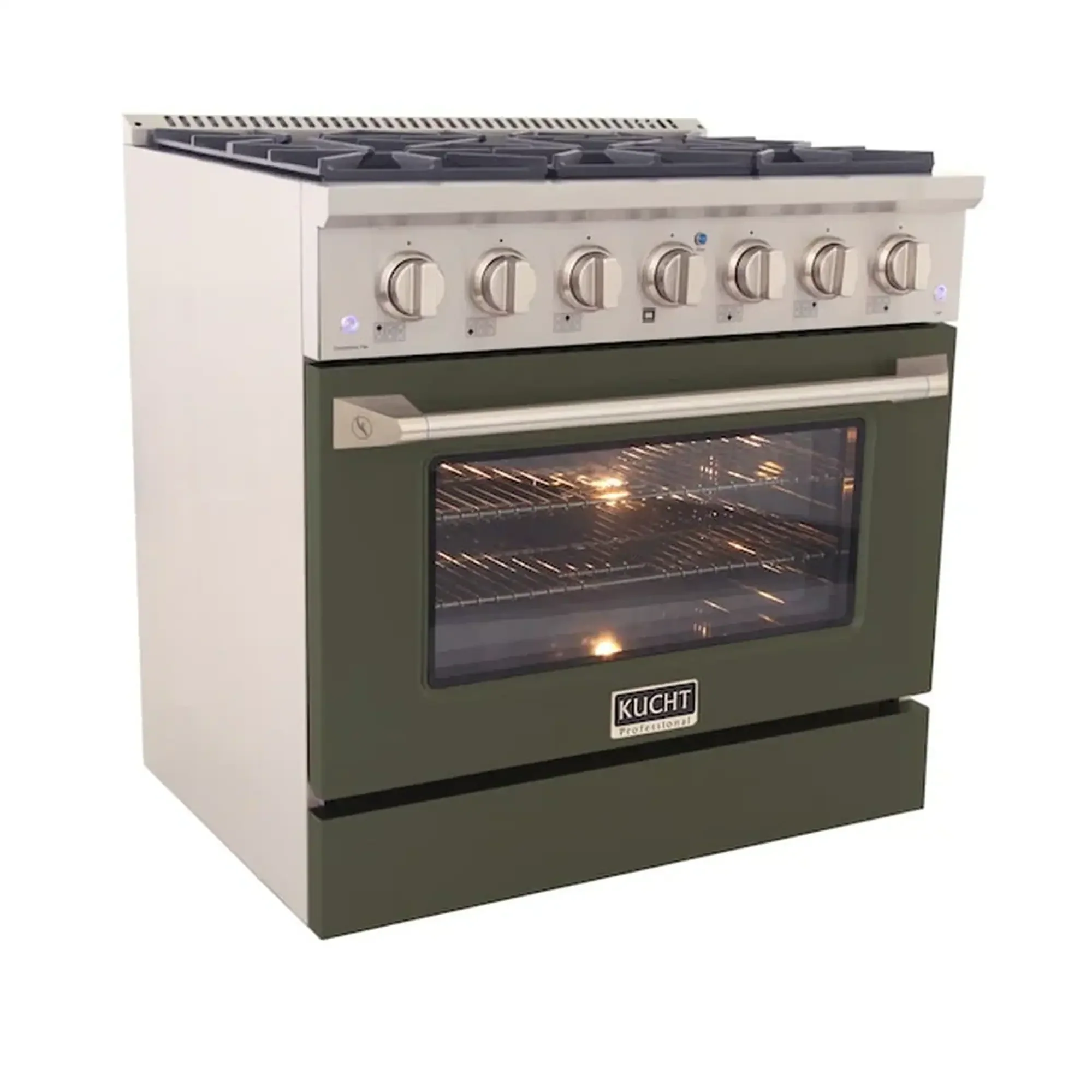 Kucht Professional 36-Inch 5.2 cu ft. Propane Gas Range in Olive Green with Silver Accents (KNG361/LP-OG) - Image 4