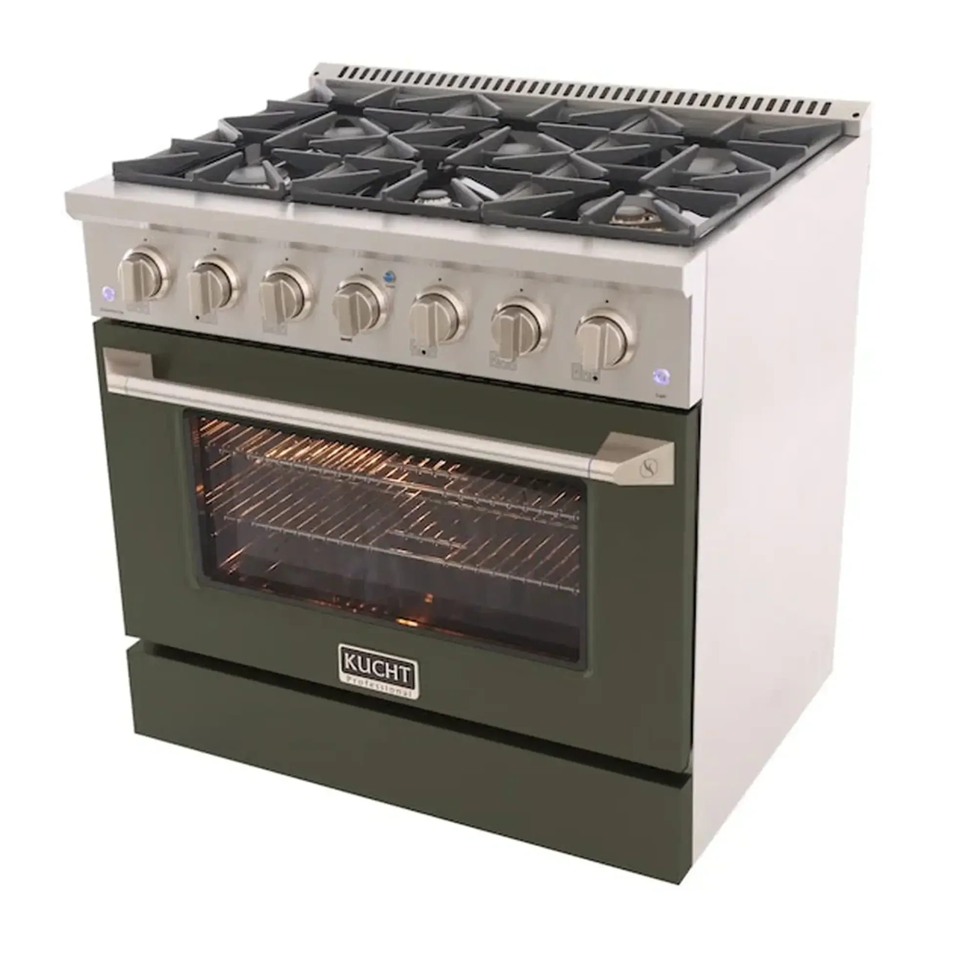 Kucht Professional 36-Inch 5.2 cu ft. Propane Gas Range in Olive Green with Silver Accents (KNG361/LP-OG) - Image 5
