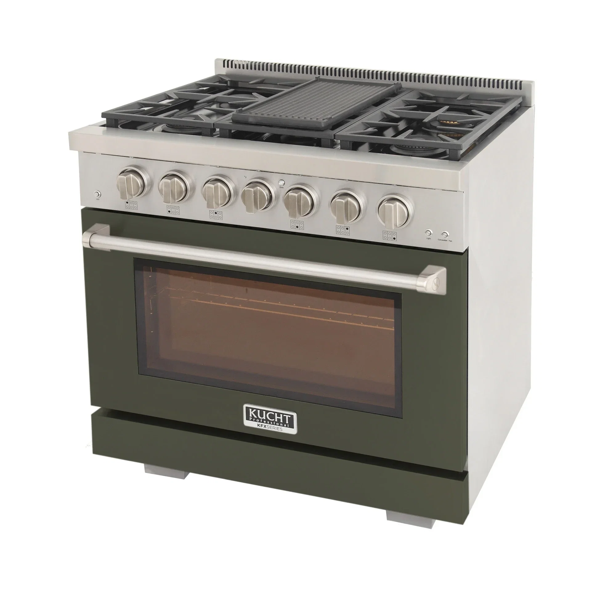 Kucht Professional 36-Inch 5.2 cu. ft. Propane Gas Range in Olive Green with True Simmer Burners (KFX3600X/LP-G) - Image 2