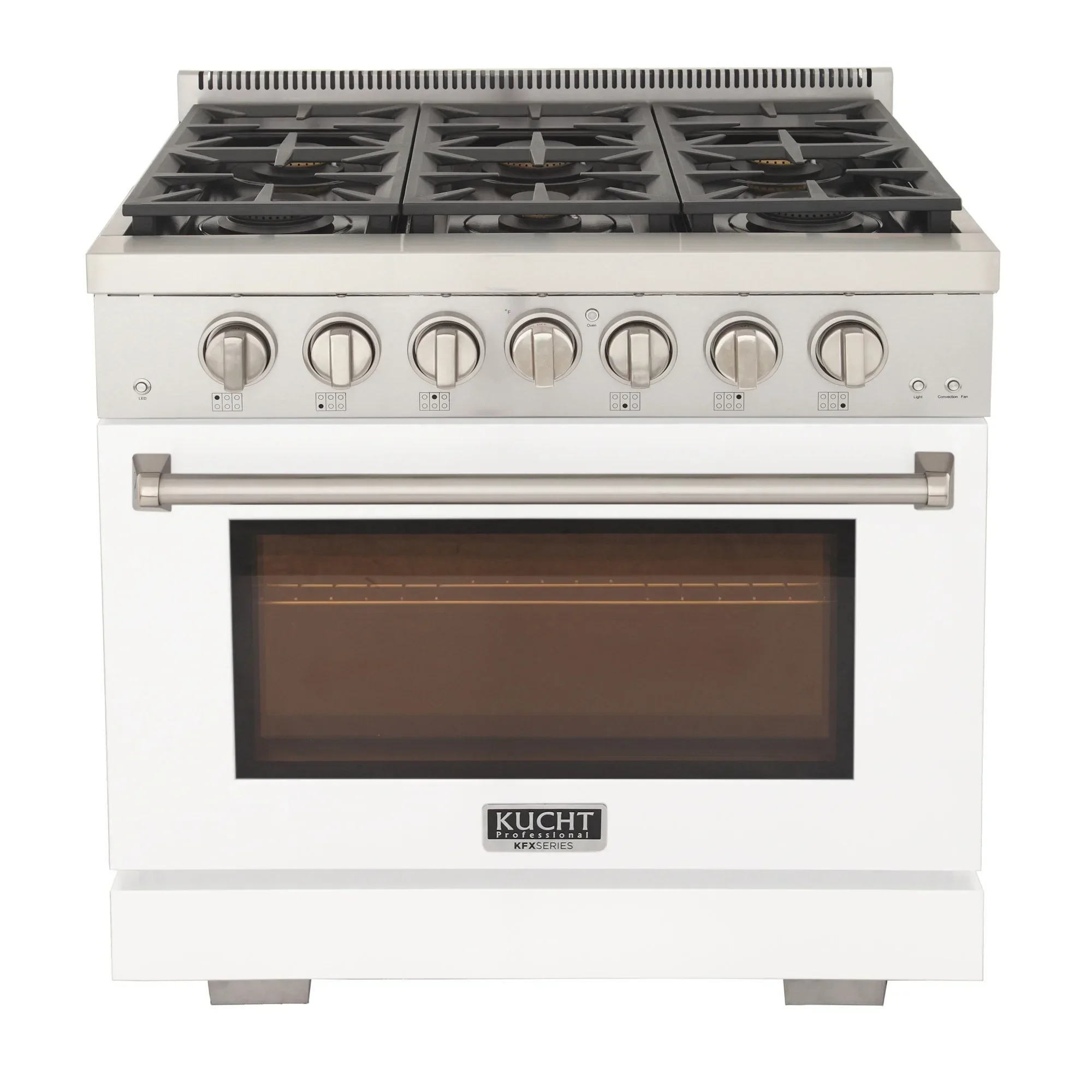 Kucht Professional 36-Inch 5.2 cu. ft. Propane Gas Range in White with Silver Accents (KFX360/LP-W) - Image 2