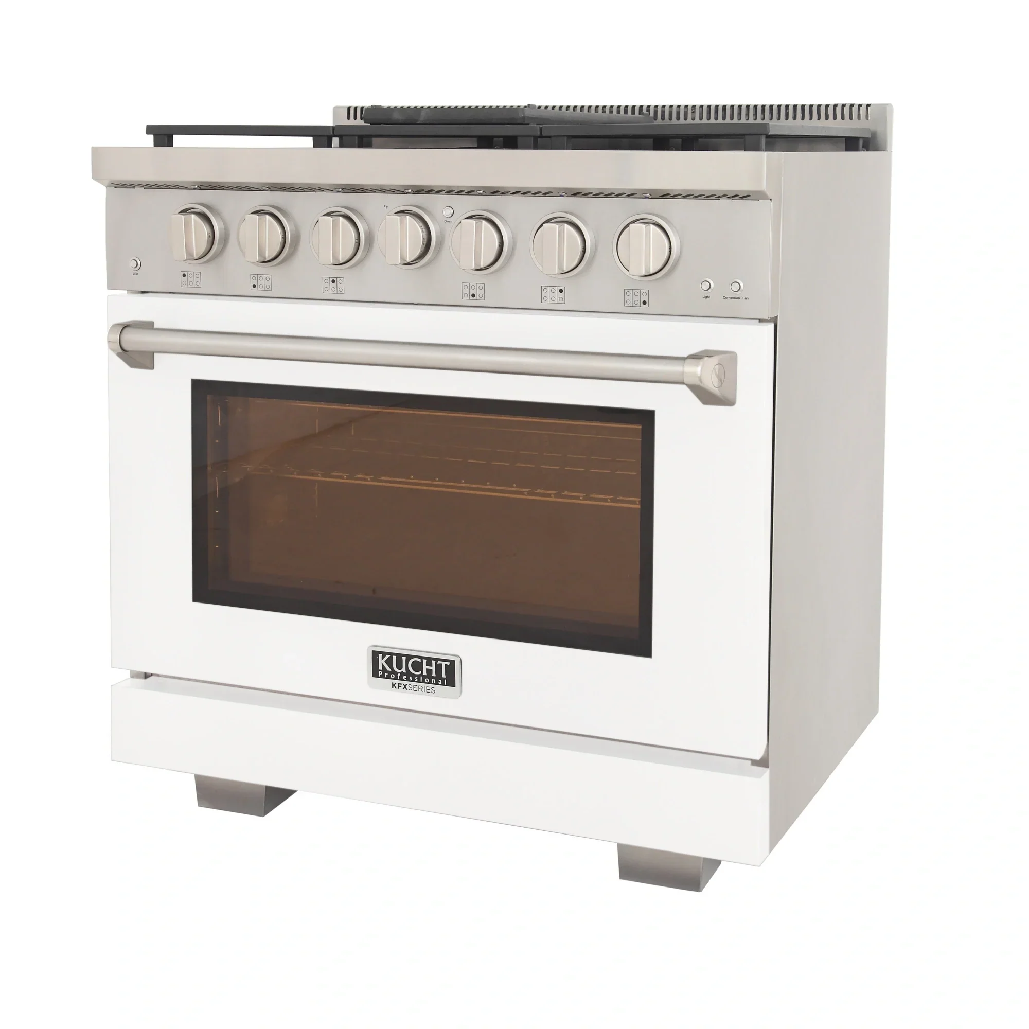 Kucht Professional 36-Inch 5.2 cu. ft. Propane Gas Range in White with Silver Accents (KFX360/LP-W) - Image 3