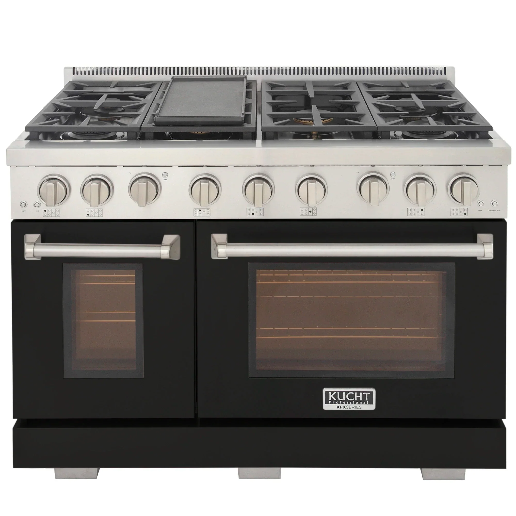 Kucht Professional 48-Inch 6.7 cu. ft. Propane Gas Range in Black with Silver Accents (KFX480/LP-BK) - Image 2