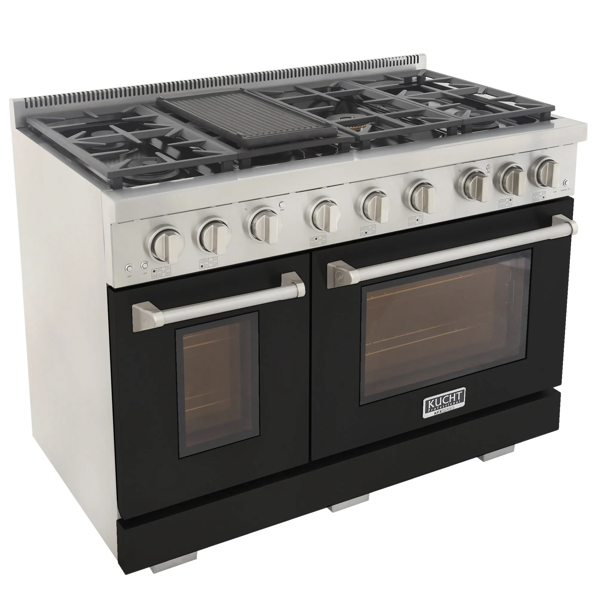 Kucht Professional 48-Inch 6.7 cu. ft. Propane Gas Range in Black with Silver Accents (KFX480/LP-BK) - Image 5