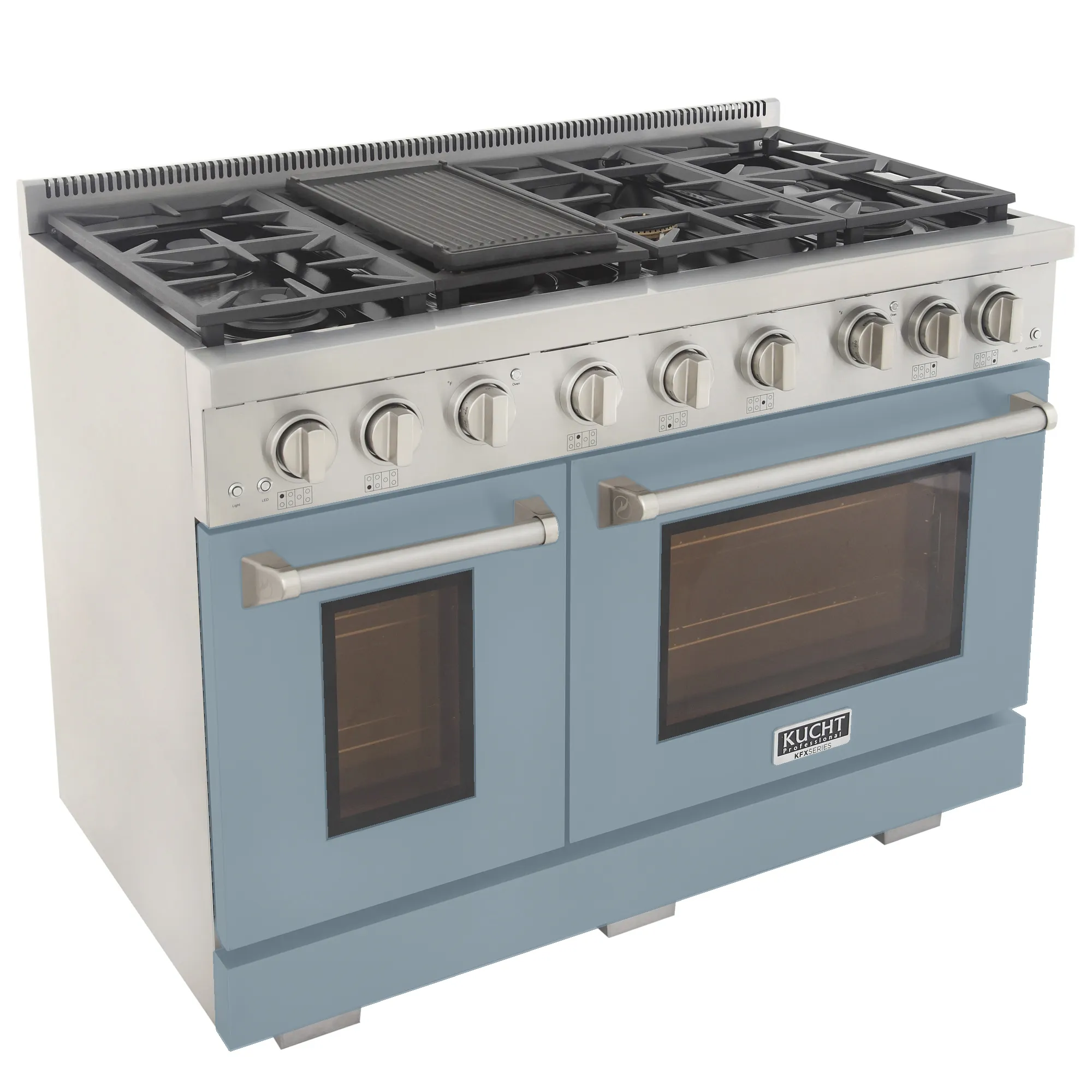 Kucht Professional 48-Inch 6.7 cu. ft. Propane Gas Range in Light Blue with Silver Accents (KFX480/LP-LB) - Image 3
