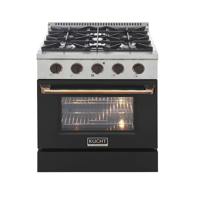 Kucht Signature 30-Inch Pro-Style Dual Fuel Range with Propane Gas in Stainless Steel with Black Oven Door & Gold H&le (KDF302/LP-K-GOLD) - Image 3