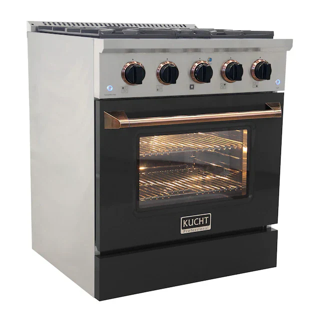 Kucht Signature 30-Inch Pro-Style Dual Fuel Range with Propane Gas in Stainless Steel with Black Oven Door & Gold H&le (KDF302/LP-K-GOLD) - Image 4