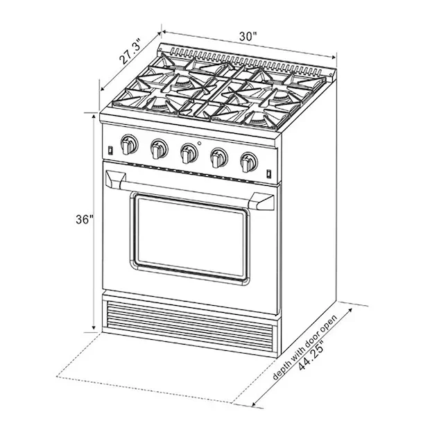 Kucht Signature 30-Inch Pro-Style Dual Fuel Range with Propane Gas in Stainless Steel with Black Oven Door & Gold H&le (KDF302/LP-K-GOLD) - Image 8