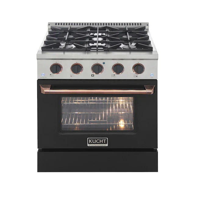 Kucht Signature 30-Inch Pro-Style Dual Fuel Range with Propane Gas in Stainless Steel with Black Oven Door & Rose Gold Accents (KDF302/LP-K-ROSE) - Image 3