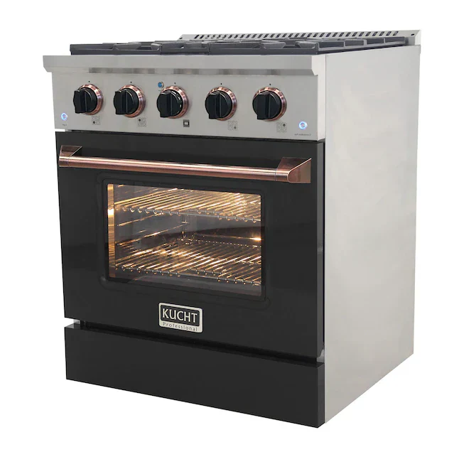 Kucht Signature 30-Inch Pro-Style Dual Fuel Range with Propane Gas in Stainless Steel with Black Oven Door & Rose Gold Accents (KDF302/LP-K-ROSE) - Image 5