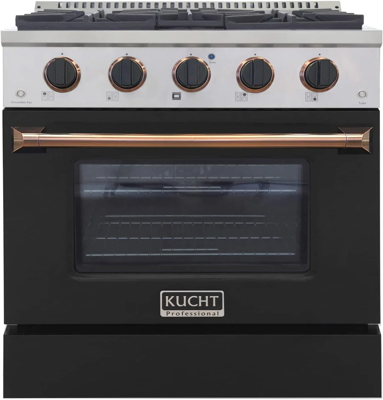 Kucht Signature 30-Inch Propane Gas Range with Convection Oven in Black with Black Knobs & Gold H&le (KNG301/LP-K-GOLD) - Image 2