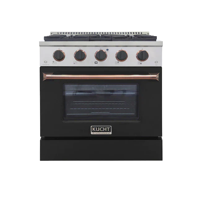 Kucht Signature 30-Inch Propane Gas Range with Convection Oven in Black with Black Knobs & Rose Gold H&le (KNG301/LP-K-ROSE) - Image 2