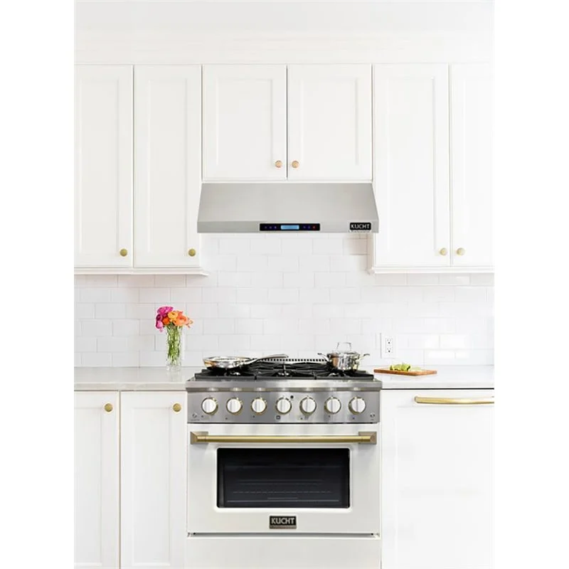 Kucht Signature 30-Inch Propane Gas Range with Convection Oven in White with White Knobs & Gold H&le (KNG301/LP-W-GOLD) - Image 3