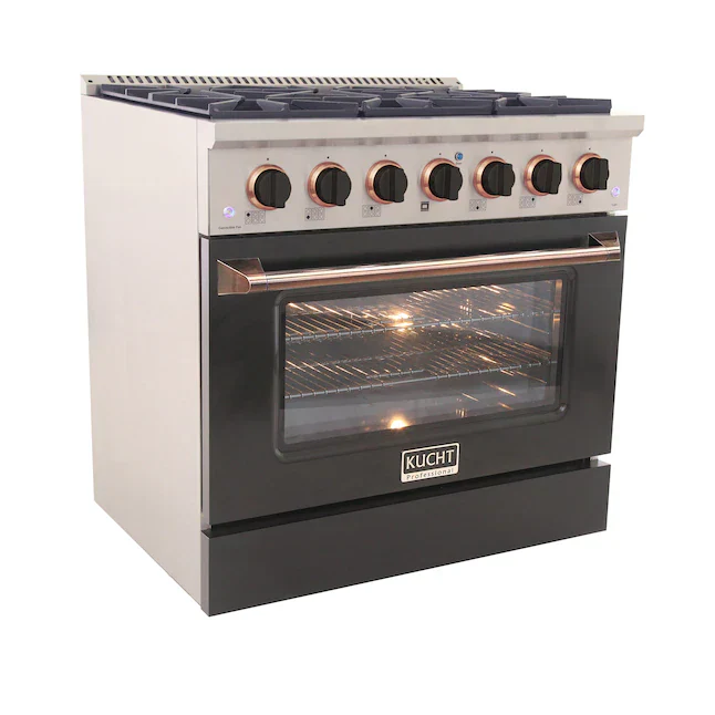 Kucht Signature 36-Inch Propane Gas Range in Black with Black Knobs & Rose Gold H&le (KNG361/LP-K-ROSE) - Image 5