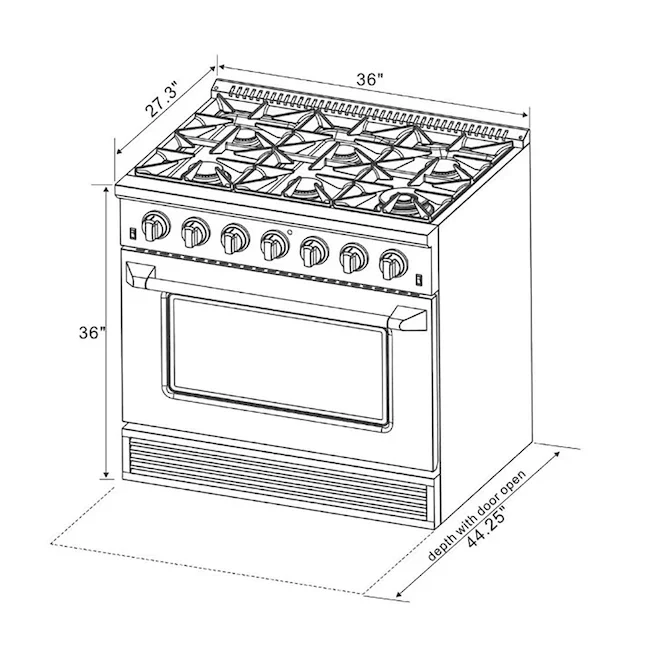 Kucht Signature 36-Inch Propane Gas Range with Convection Oven in White with White Knobs & Gold H&le (KNG361/LP-W-GOLD) - Image 9