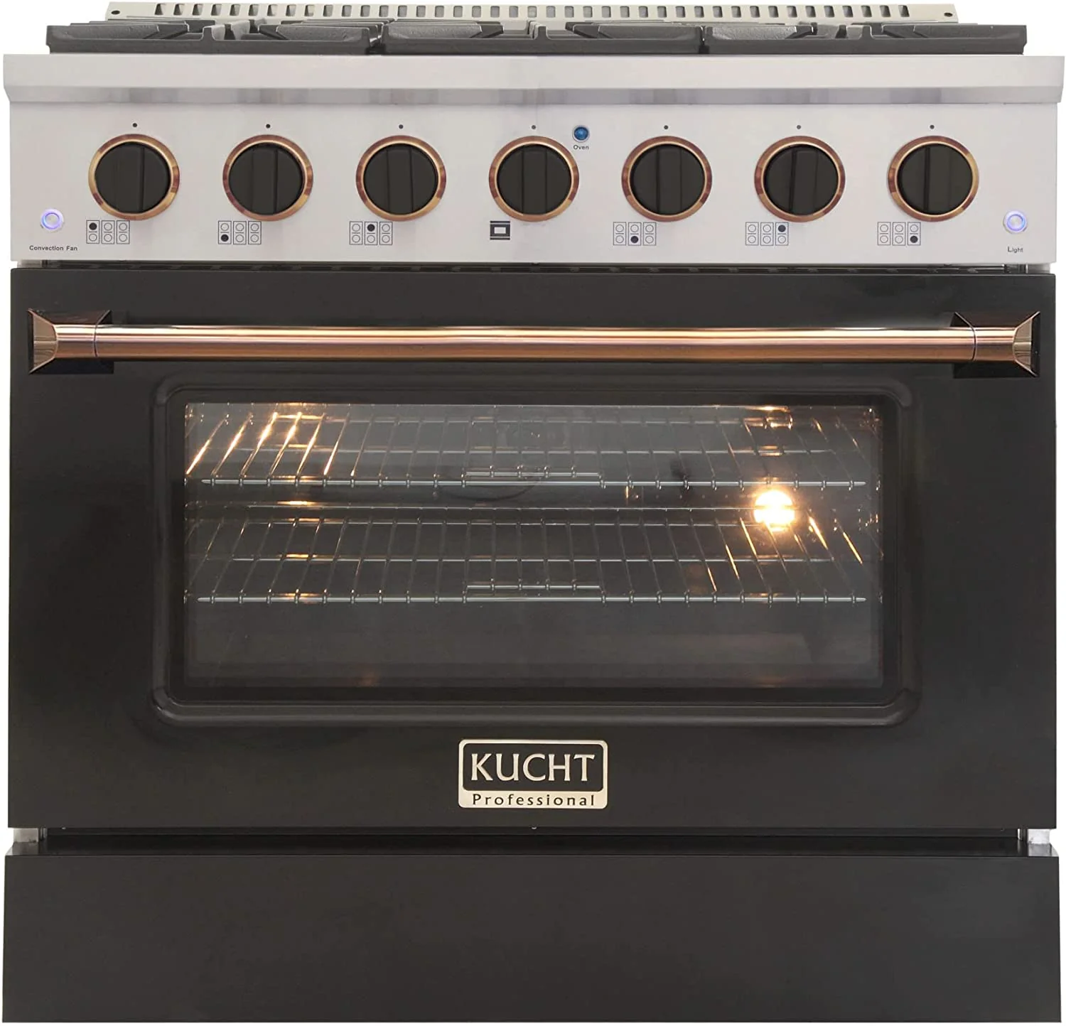 Kucht Signature 36" Propane Gas Range in Stainless Steel with Black, Gold & Silver (KNG361/LP-K-GOLD) - Image 2
