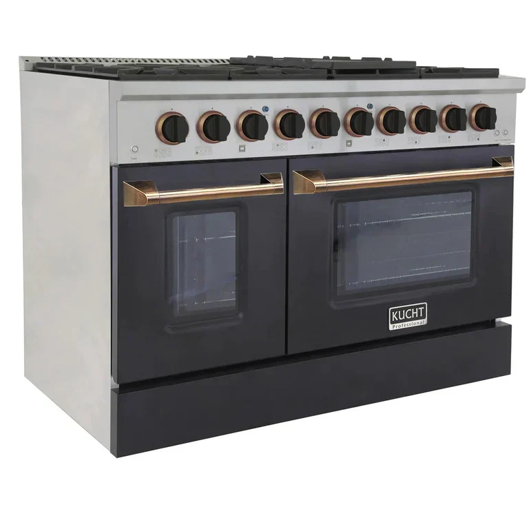 Kucht Signature 48-Inch 6.7 cu ft. Propane Gas Range with Black Door & Gold Accents (KNG481/LP-K-GOLD) - Image 2