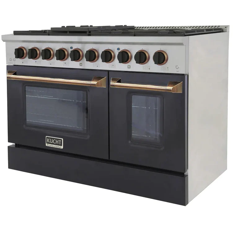 Kucht Signature 48-Inch 6.7 cu ft. Propane Gas Range with Black Door & Gold Accents (KNG481/LP-K-GOLD) - Image 3