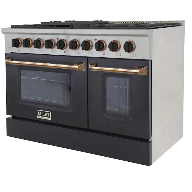 Kucht Signature 48-Inch  Pro-Style Dual Fuel Range in Propane Gas with Black Oven Door & Gold (KDF482/LP-K-GOLD) - Image 5