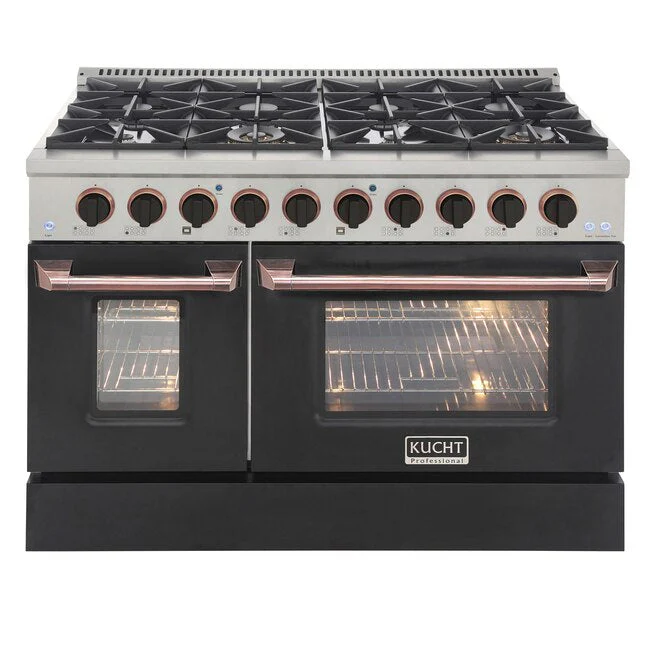 Kucht Signature 48-Inch Pro-Style Dual Fuel Range with Propane Gas in Stainless Steel with Black Oven Door & Rose Gold (KDF482/LP-K-ROSE) - Image 2
