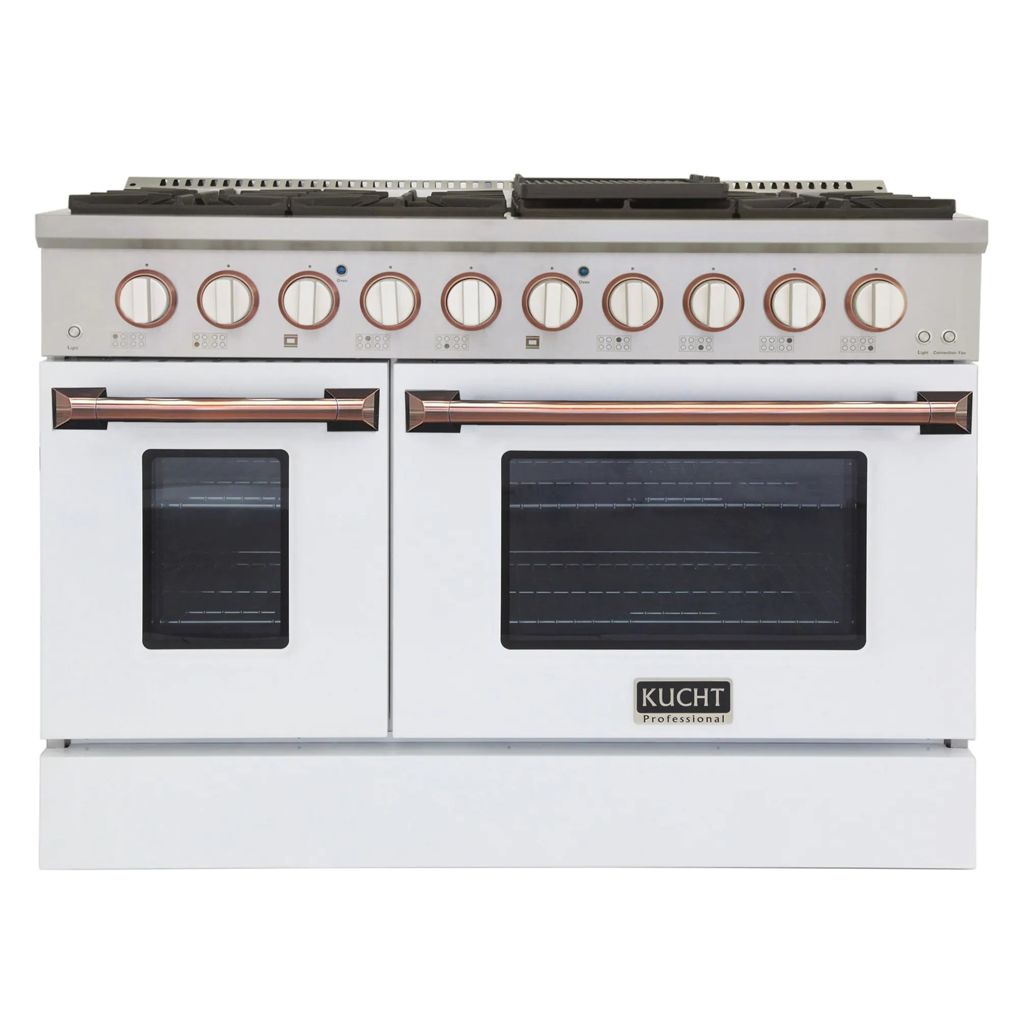 Kucht Signature 48-Inch Pro-Style Dual Fuel Range with Propane Gas in Stainless Steel with White Oven Door & Gold (KDF482/LP-W-GOLD) - Image 3