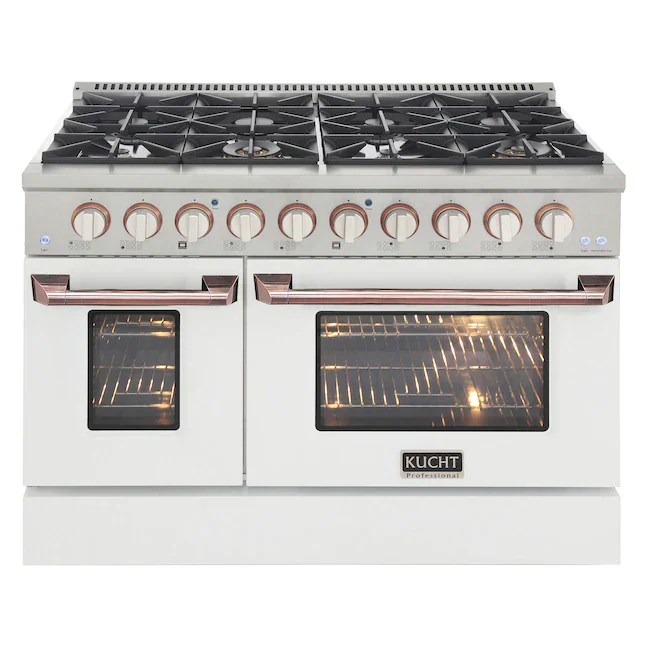 Kucht Signature 48-Inch Pro-Style Dual Fuel Range with Propane Gas in Stainless Steel with White Oven Door & Rose Gold (KDF482/LP-W-ROSE) - Image 2