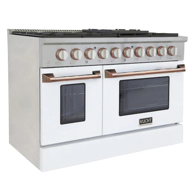Kucht Signature 48-Inch Pro-Style Dual Fuel Range with Propane Gas in Stainless Steel with White Oven Door & Rose Gold (KDF482/LP-W-ROSE) - Image 4