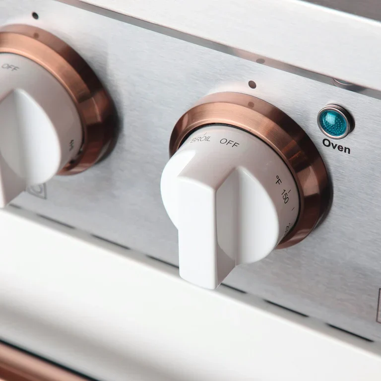 Kucht Signature 48-Inch Propane Gas Range with Convection Oven in White with White Knob & Rose Gold H&le (KNG481/LP-W-ROSE) - Image 3