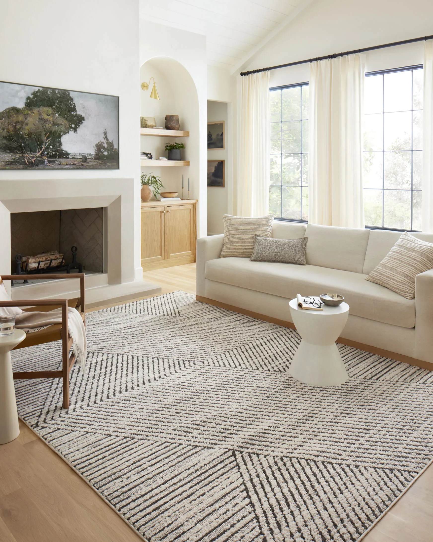 Loloi II Fabian Transitional Ivory and Charcoal 2' 7" x 7' 6" Runner Rug - Image 2