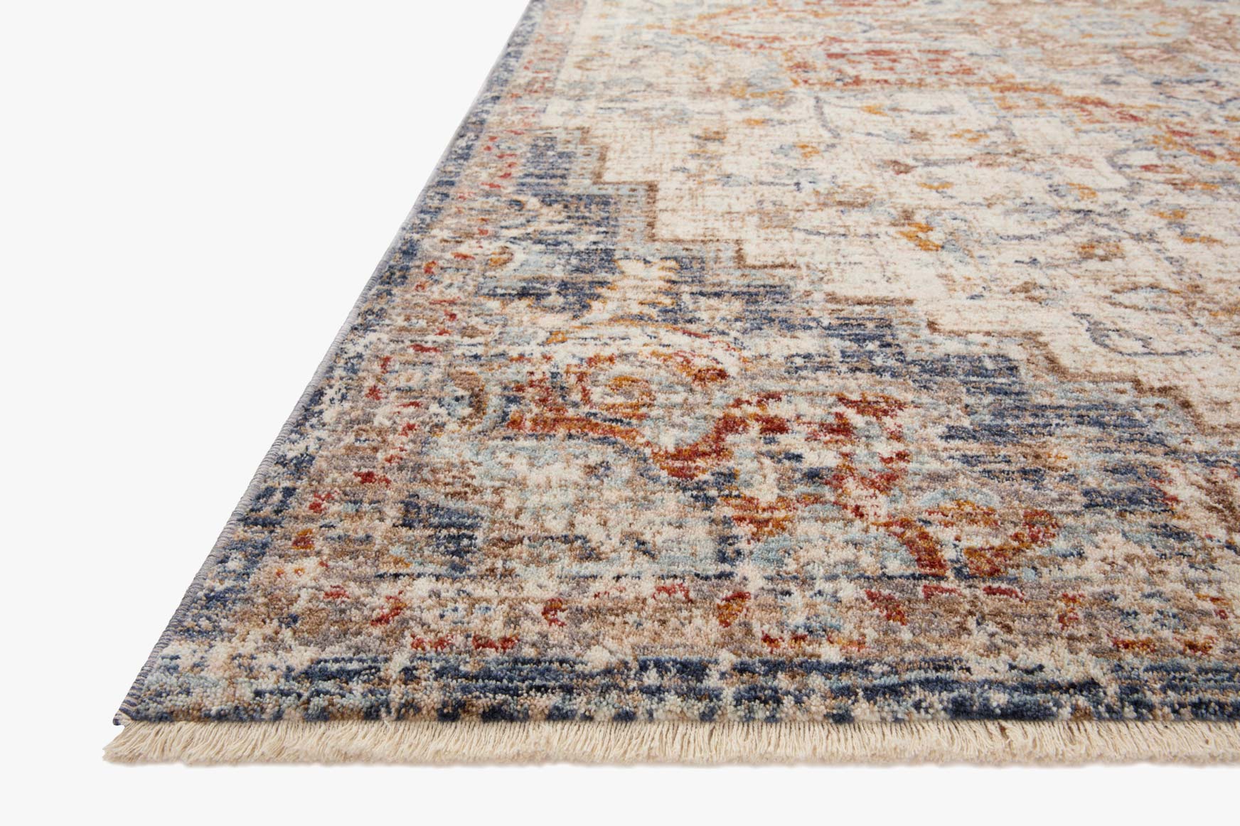 Loloi II Sorrento Traditional Ivory and Fiesta 3' 11" x 3' 11" Round Accent Rug - Image 3