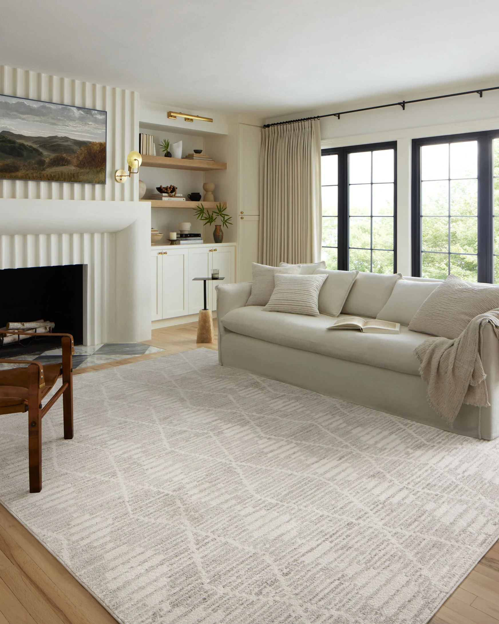 Loloi Kamala Transitional in Ivory and Silver 5' 3" x 7' 9" Area Rug (KAM-02) - Image 2