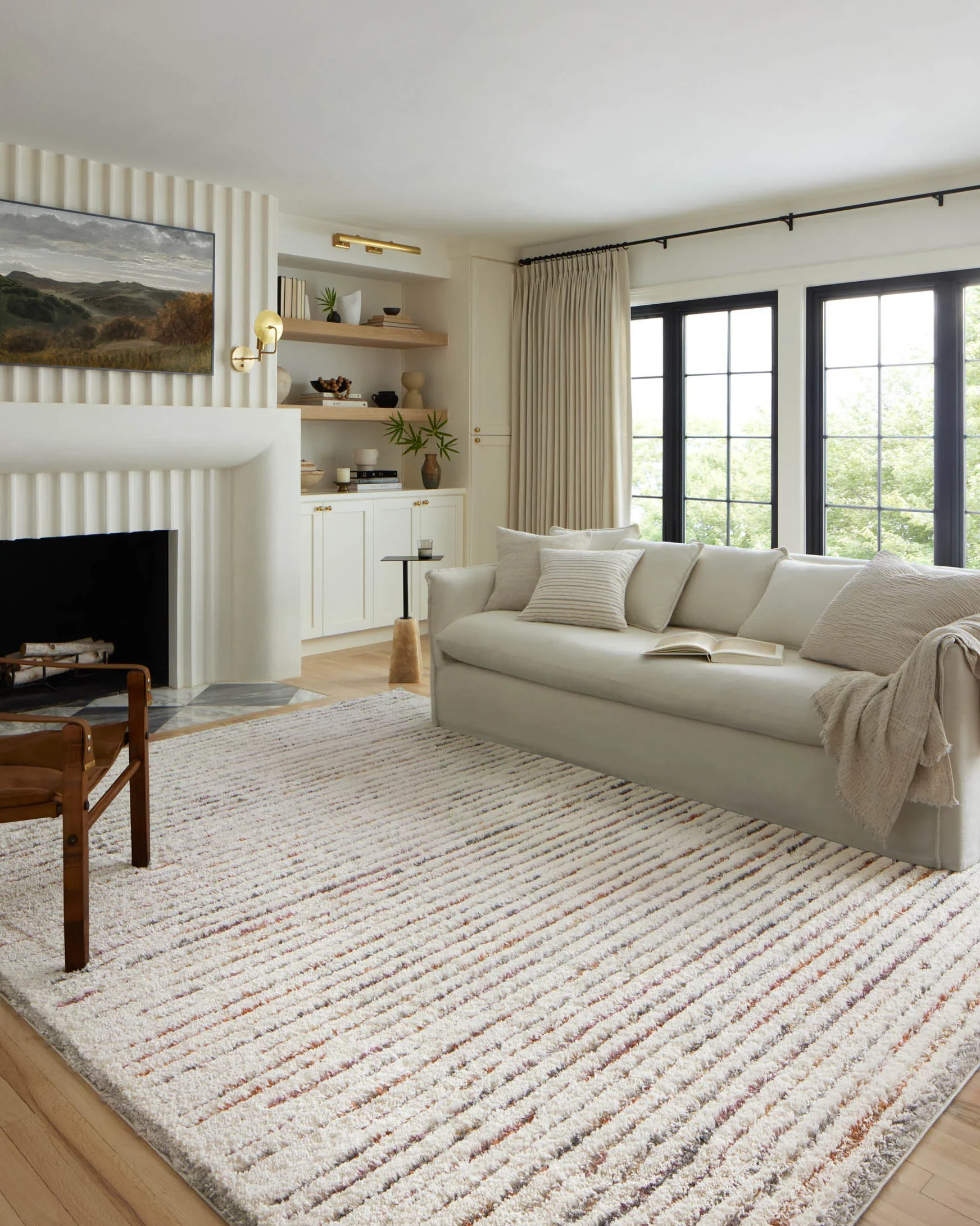 Loloi Levitt Shags in Ivory 5' 3" x 7' 6" Area Rug (LEV-01) - Image 2