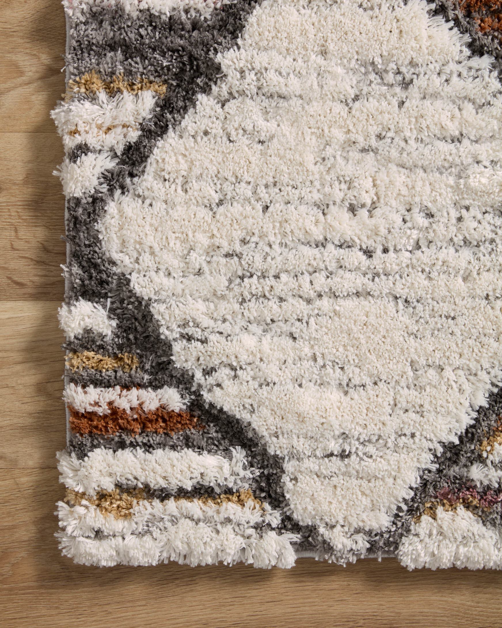 Loloi Levitt Shags in Ivory and Fiesta 2' 7" x 7' 6" Runner Rug (LEV-05) - Image 5