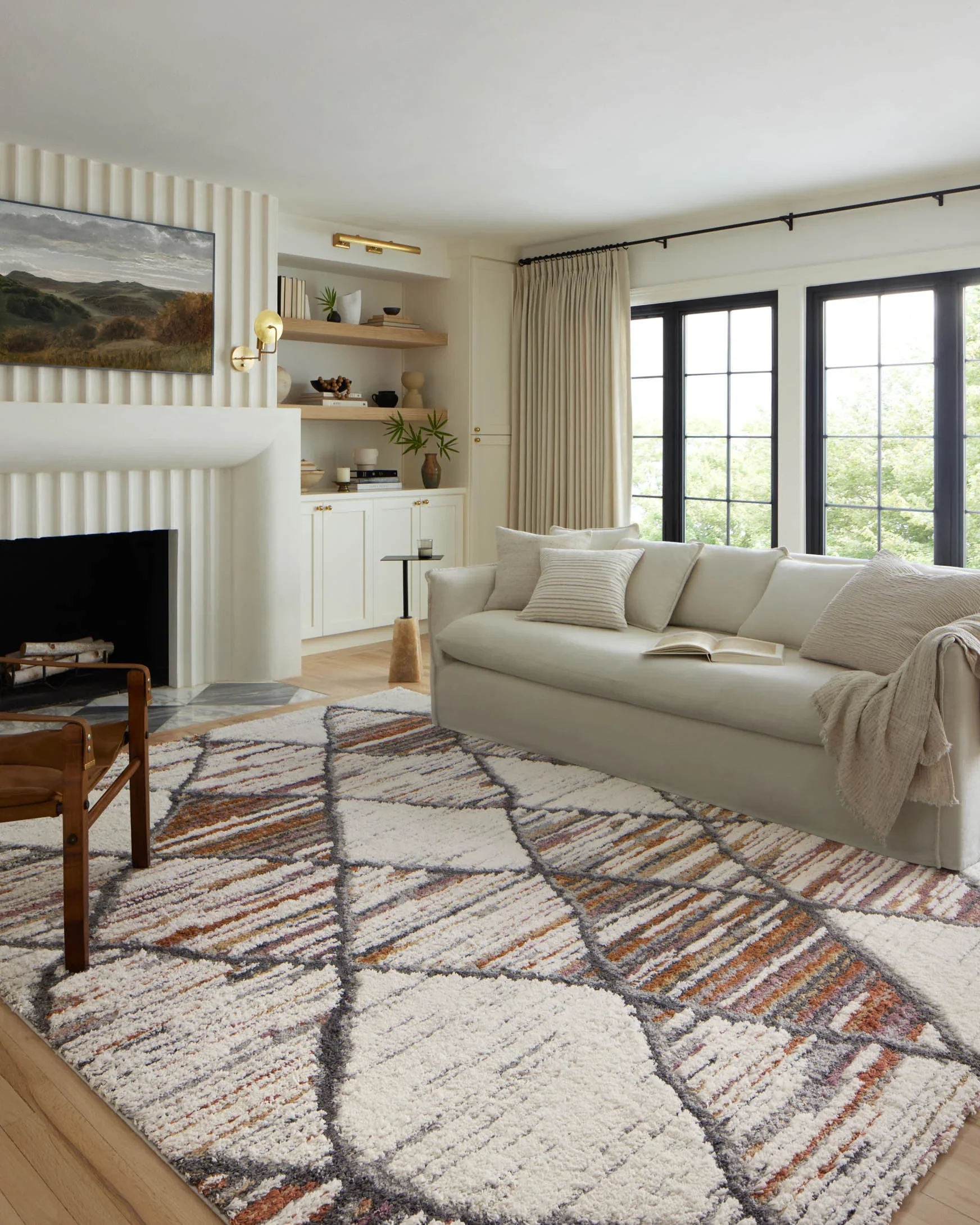 Loloi Levitt Shags in Ivory and Fiesta 4' x 6' Accent Rug (LEV-05) - Image 2