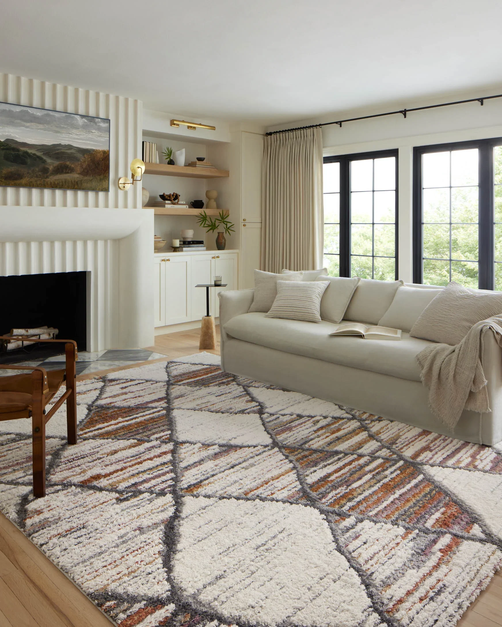 Loloi Levitt Shags in Ivory and Fiesta 7'10" x 10' Area Rug (LEV-05) - Image 2