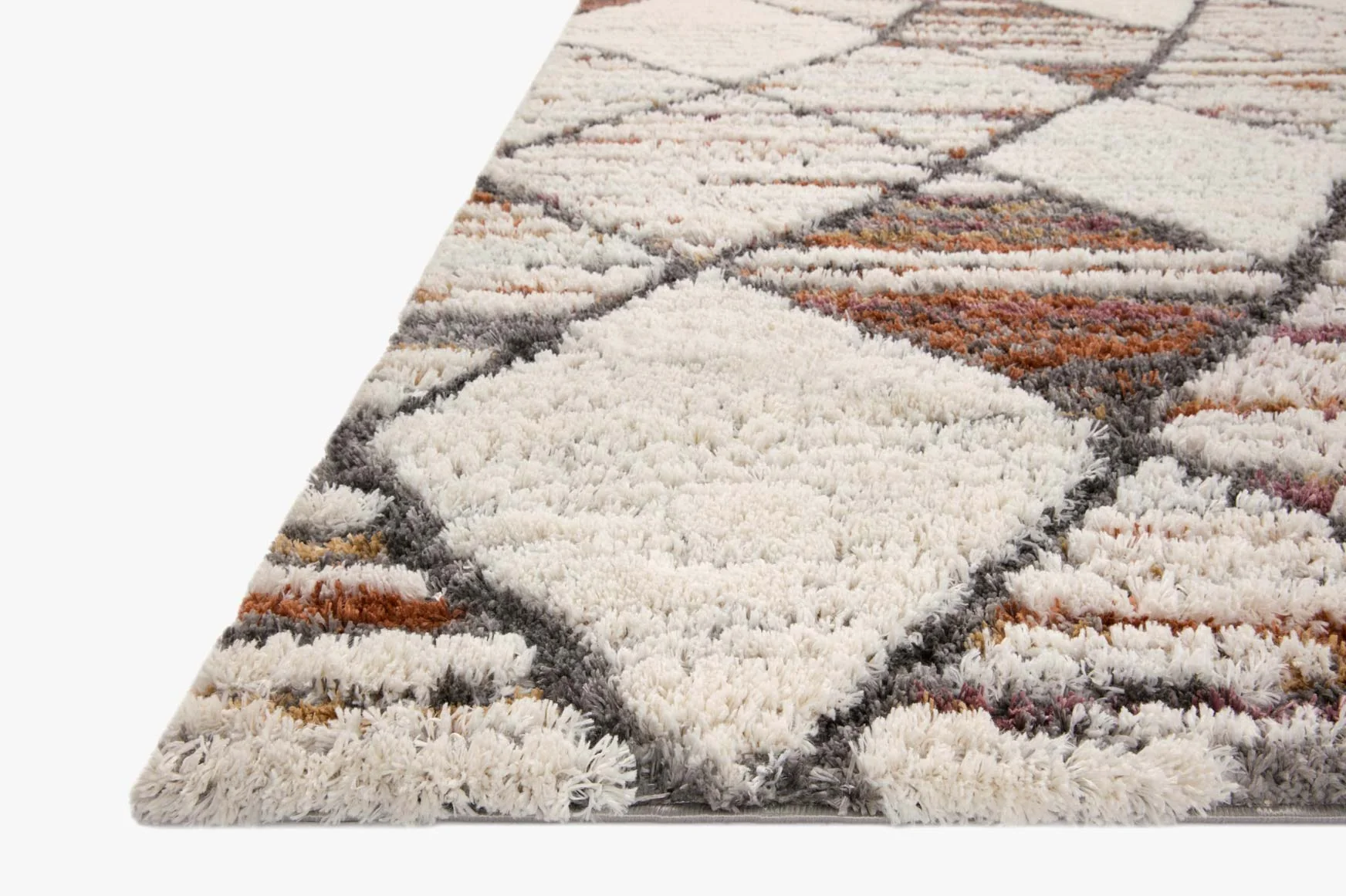 Loloi Levitt Shags in Ivory and Fiesta 9' 3" x 13' Area Rug (LEV-05) - Image 3