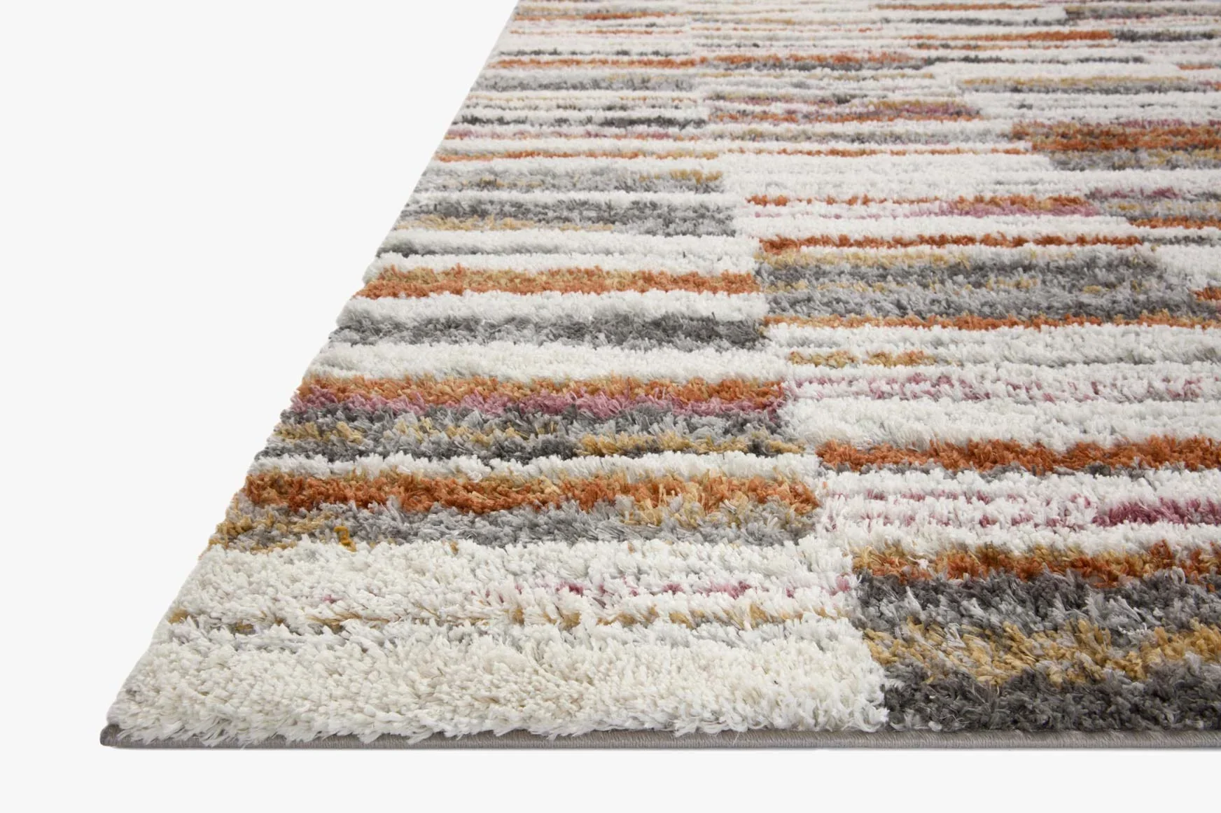 Loloi Levitt Shags in Ivory and Sunset 2' 7" x 7' 6" Runner Rug (LEV-03) - Image 3
