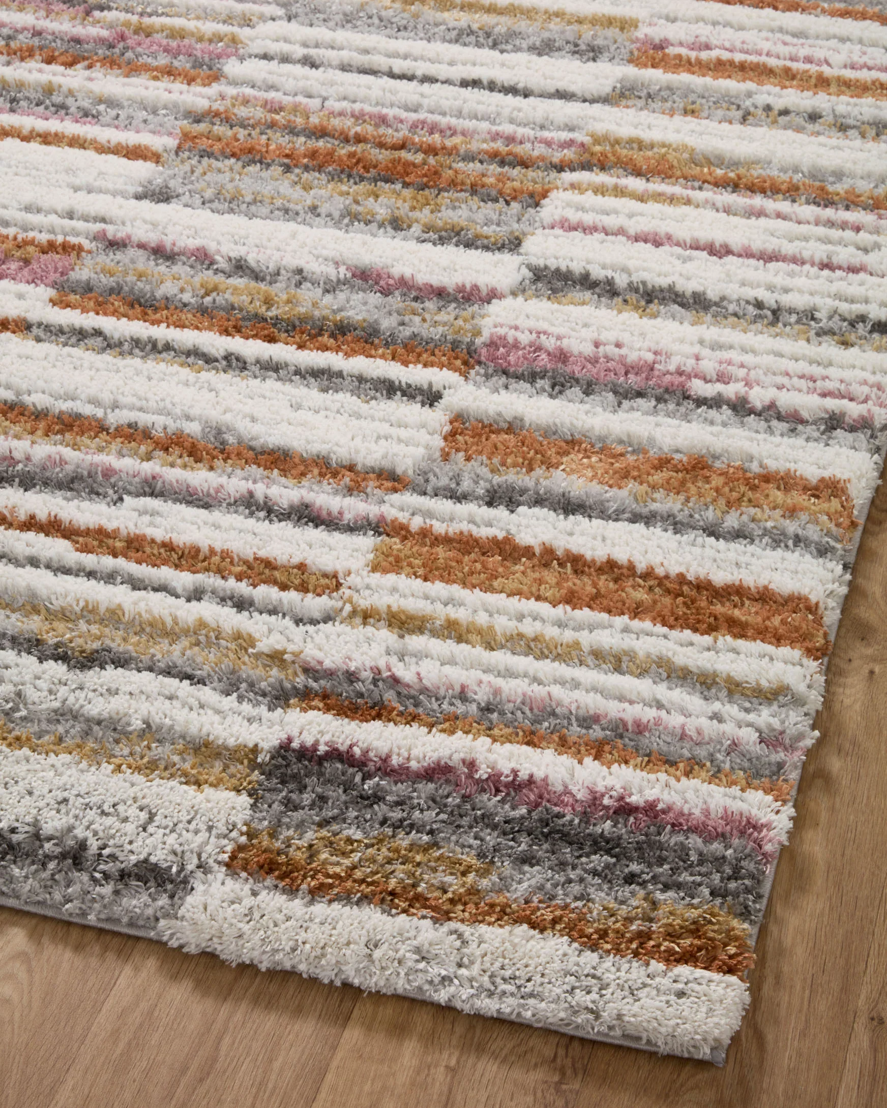 Loloi Levitt Shags in Ivory and Sunset 2' 7" x 7' 6" Runner Rug (LEV-03) - Image 7