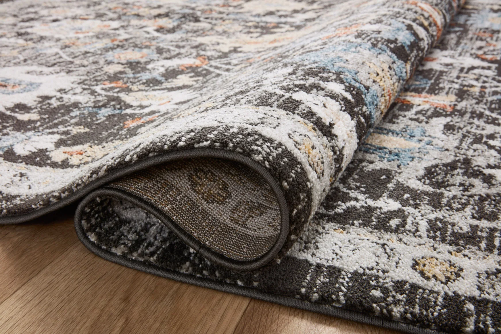 Loloi Odette Traditional in Charcoal 7'10" x 7'10" Round Area Rug (ODT-04) - Image 5
