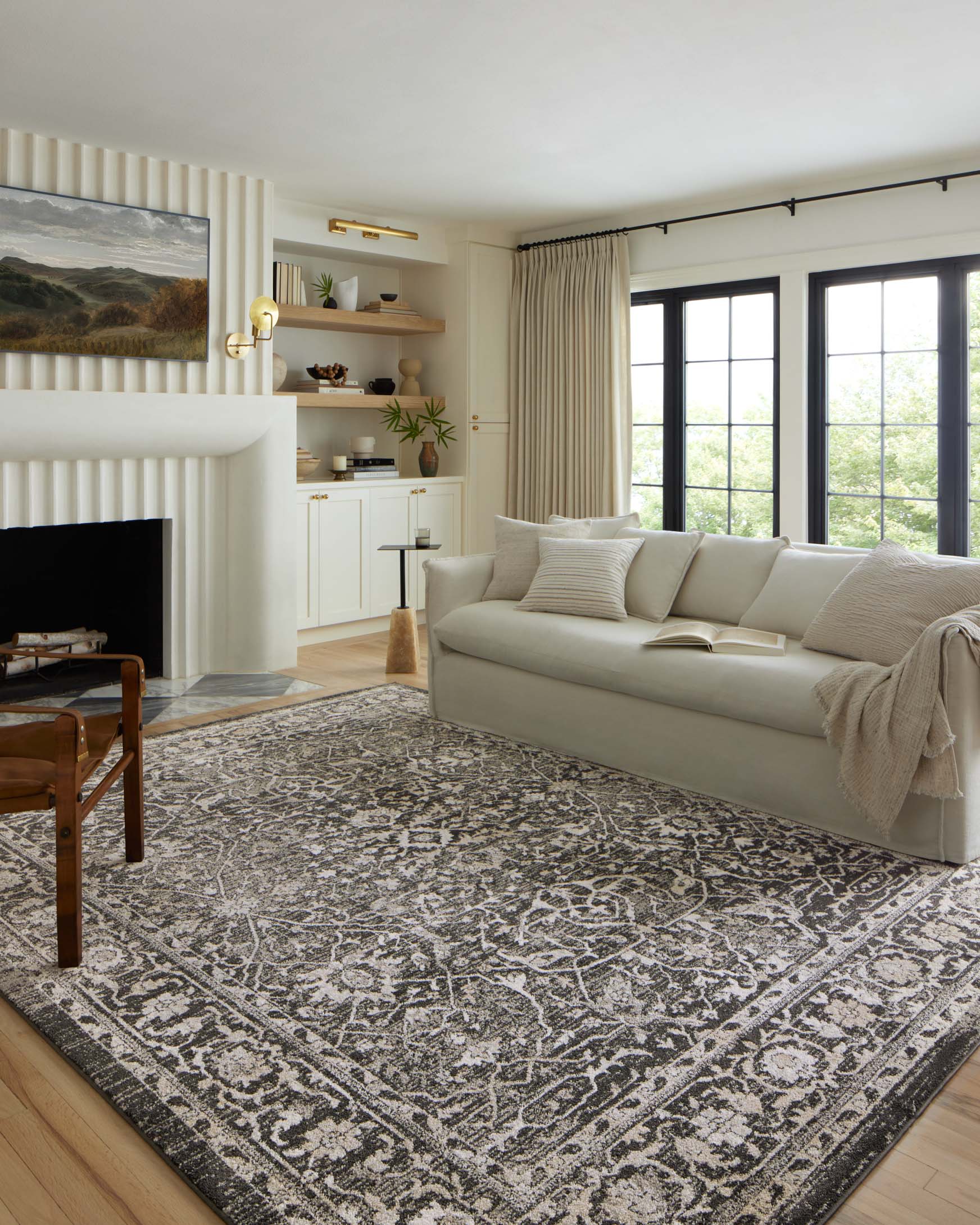 Loloi Odette Traditional in Charcoal and Silver 5' 3" x 7' 9" Area Rug (ODT-01) - Image 2