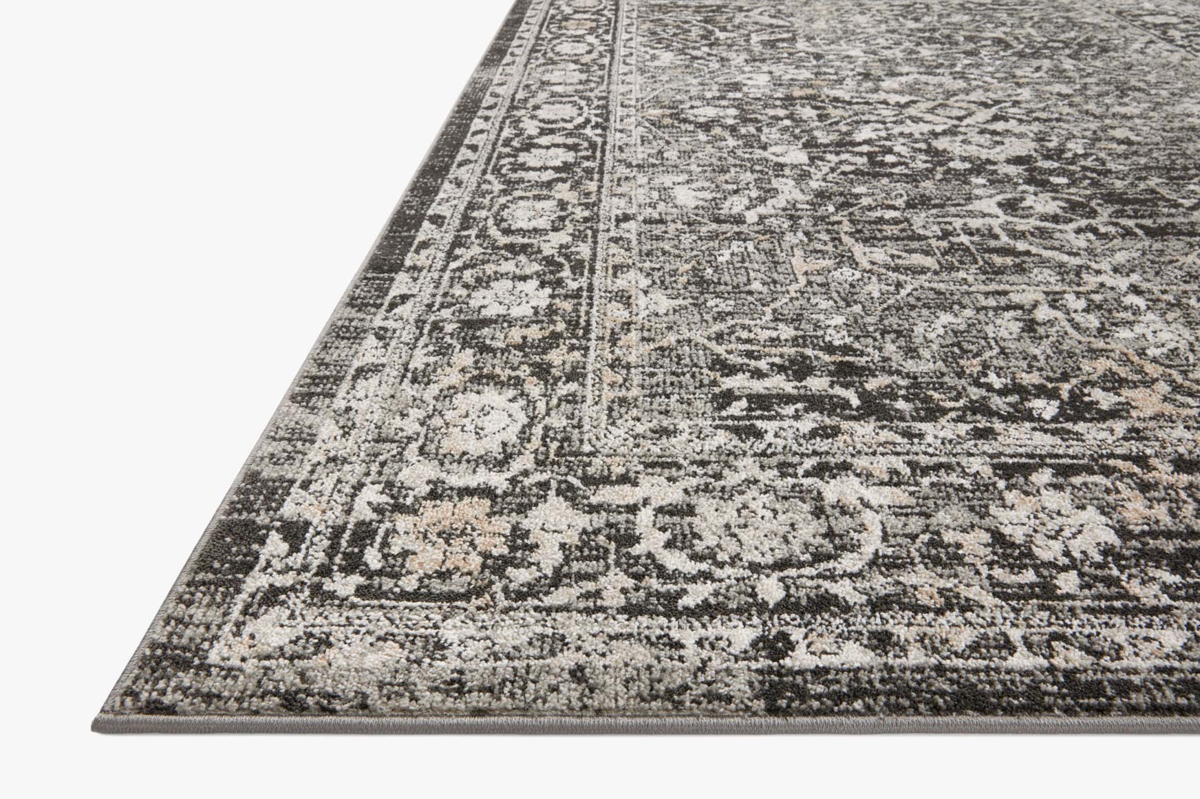 Loloi Odette Traditional in Charcoal and Silver 7'10" x 7'10" Round Area Rug (ODT-01) - Image 3