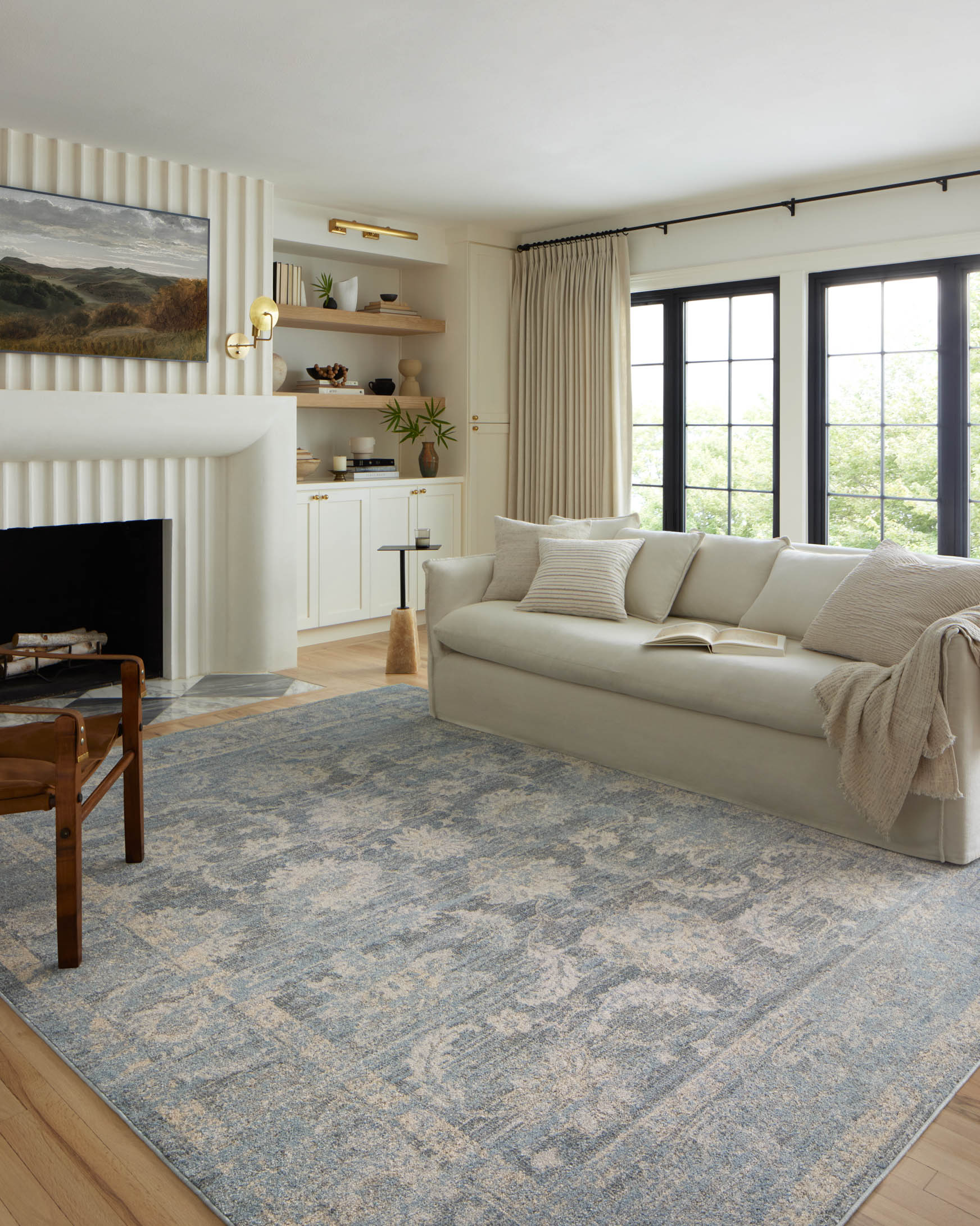 Loloi Odette Traditional in Sky and Beige 5' 3" x 7' 9" Area Rug (ODT-03) - Image 2