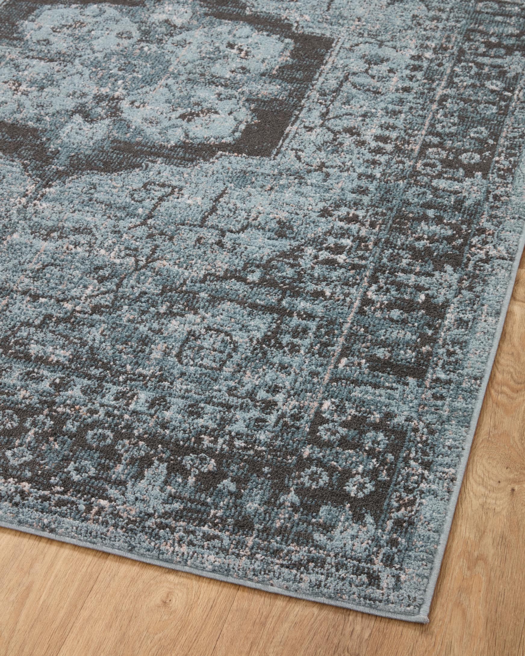Loloi Odette Traditional in Sky and Charcoal 9'2" x 9'2" Round Area Rug (ODT-08) - Image 7