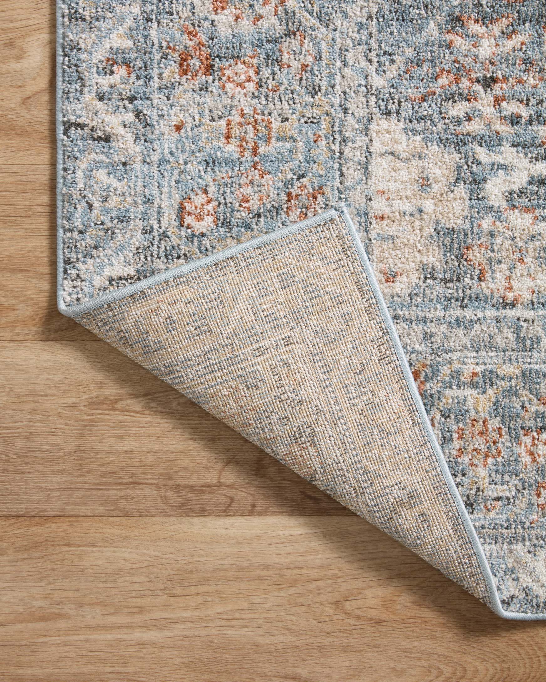 Loloi Odette Traditional in Sky and Rust 5' 3" x 5' 3" Round Accent Rug (ODT-07) - Image 6