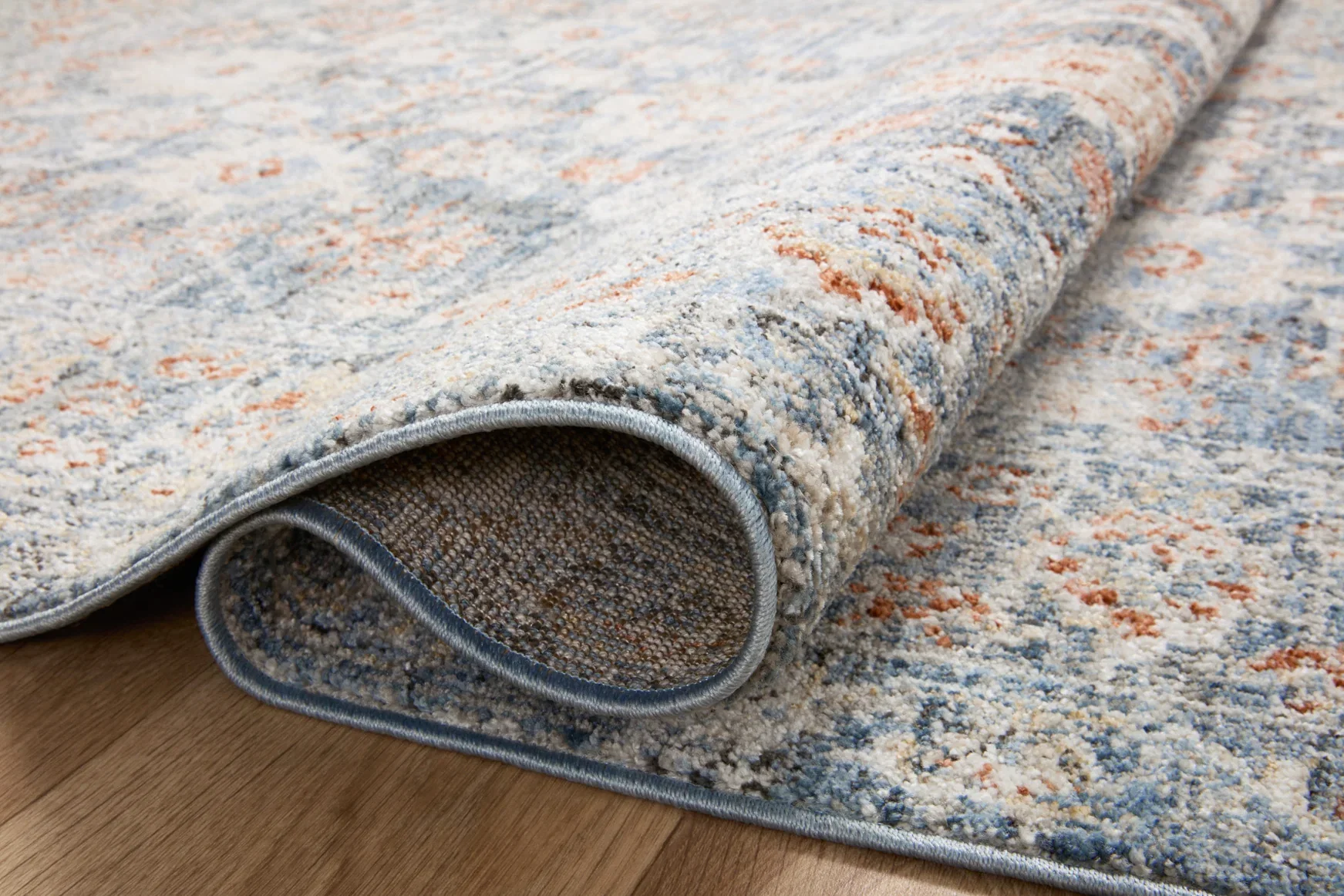 Loloi Odette Traditional in Sky and Rust 9'2" x 9'2" Round Area Rug (ODT-07) - Image 4