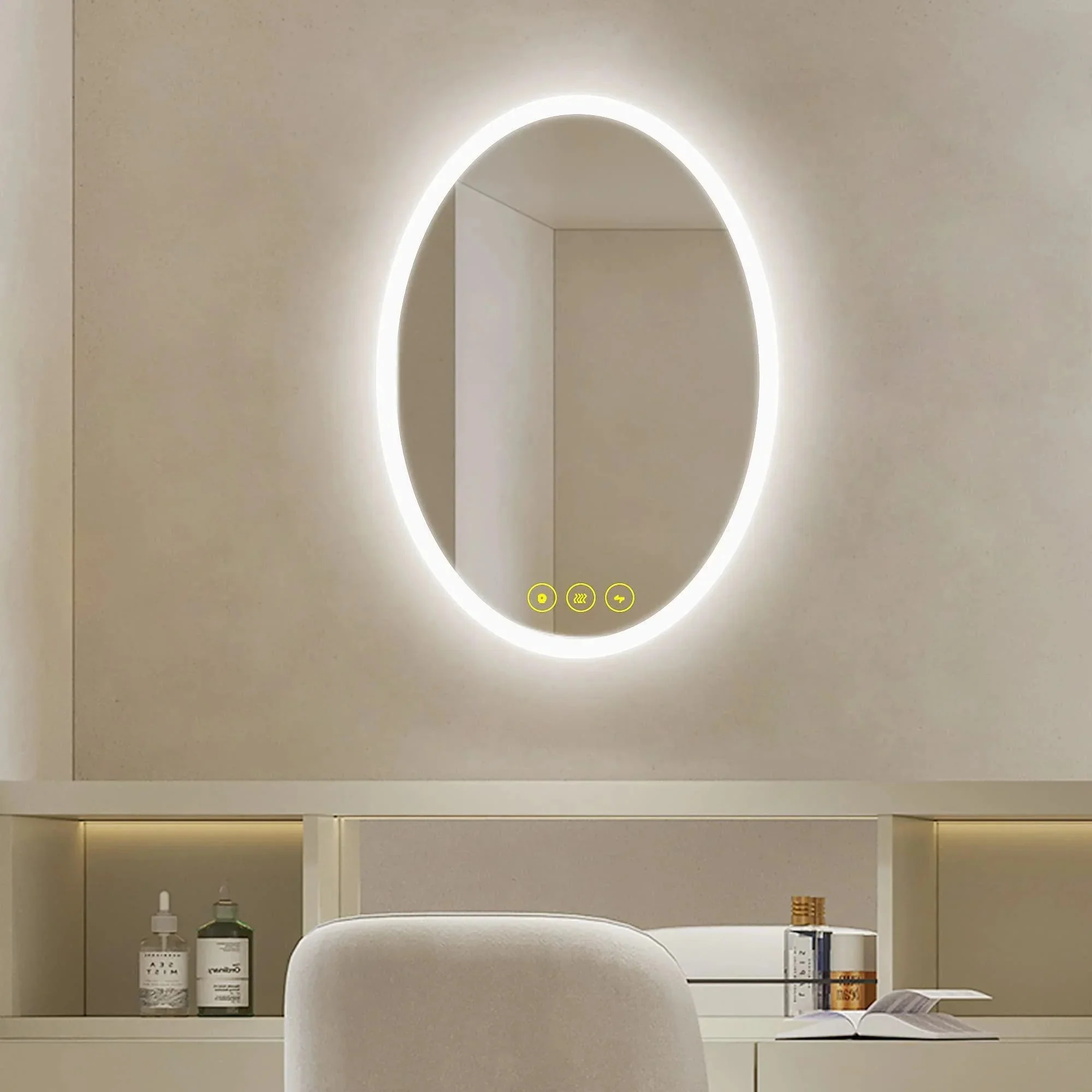 Parrot Uncle Lumina Mirror in Oval Frameless with LED Anti-Fog Dimmable Bathroom Vanity Mirror - Image 10