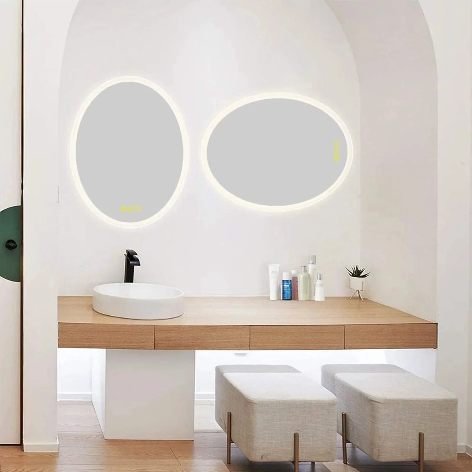 Parrot Uncle Lumina Mirror in Oval Frameless with LED Anti-Fog Dimmable Bathroom Vanity Mirror - Image 11
