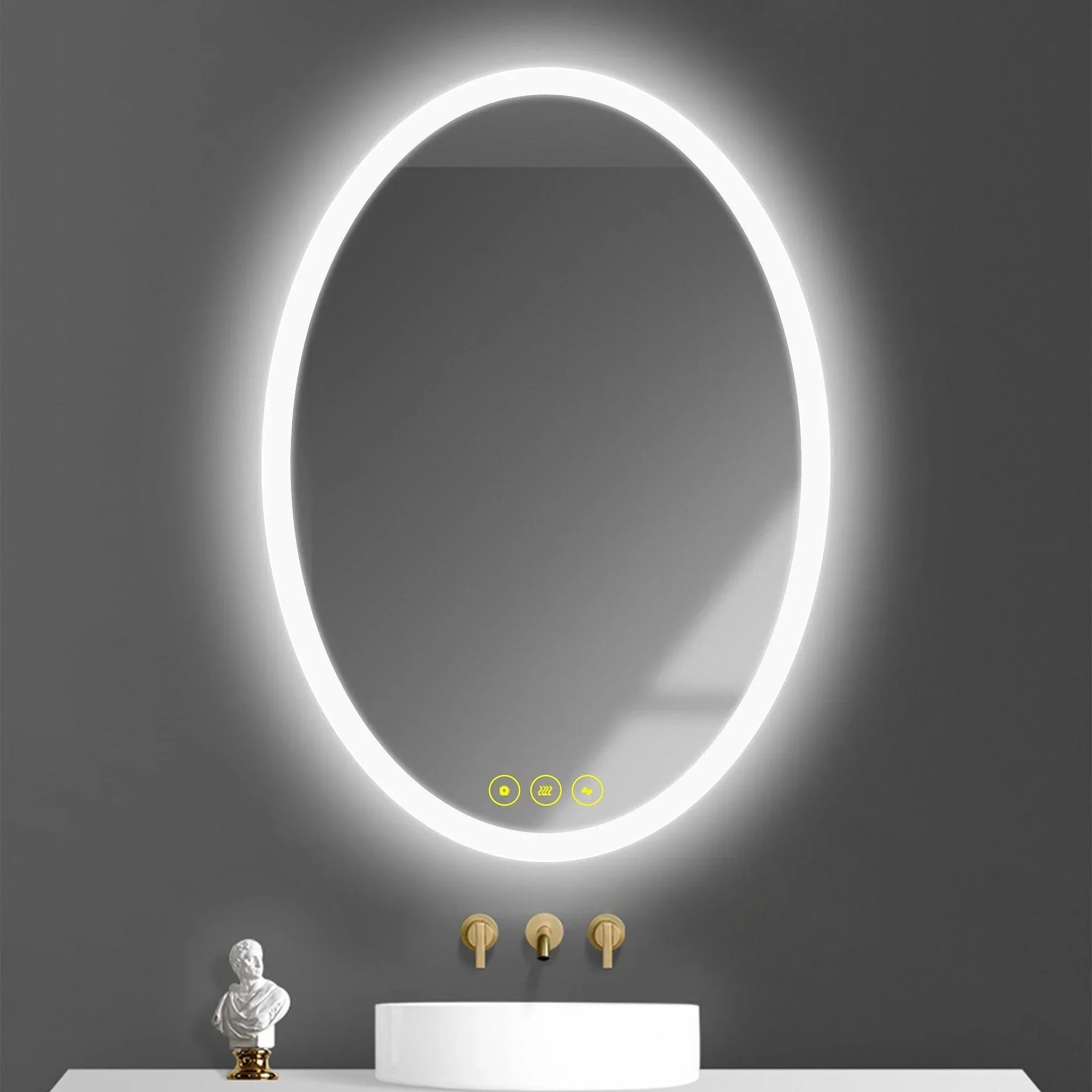 Parrot Uncle Lumina Mirror in Oval Frameless with LED Anti-Fog Dimmable Bathroom Vanity Mirror - Image 2
