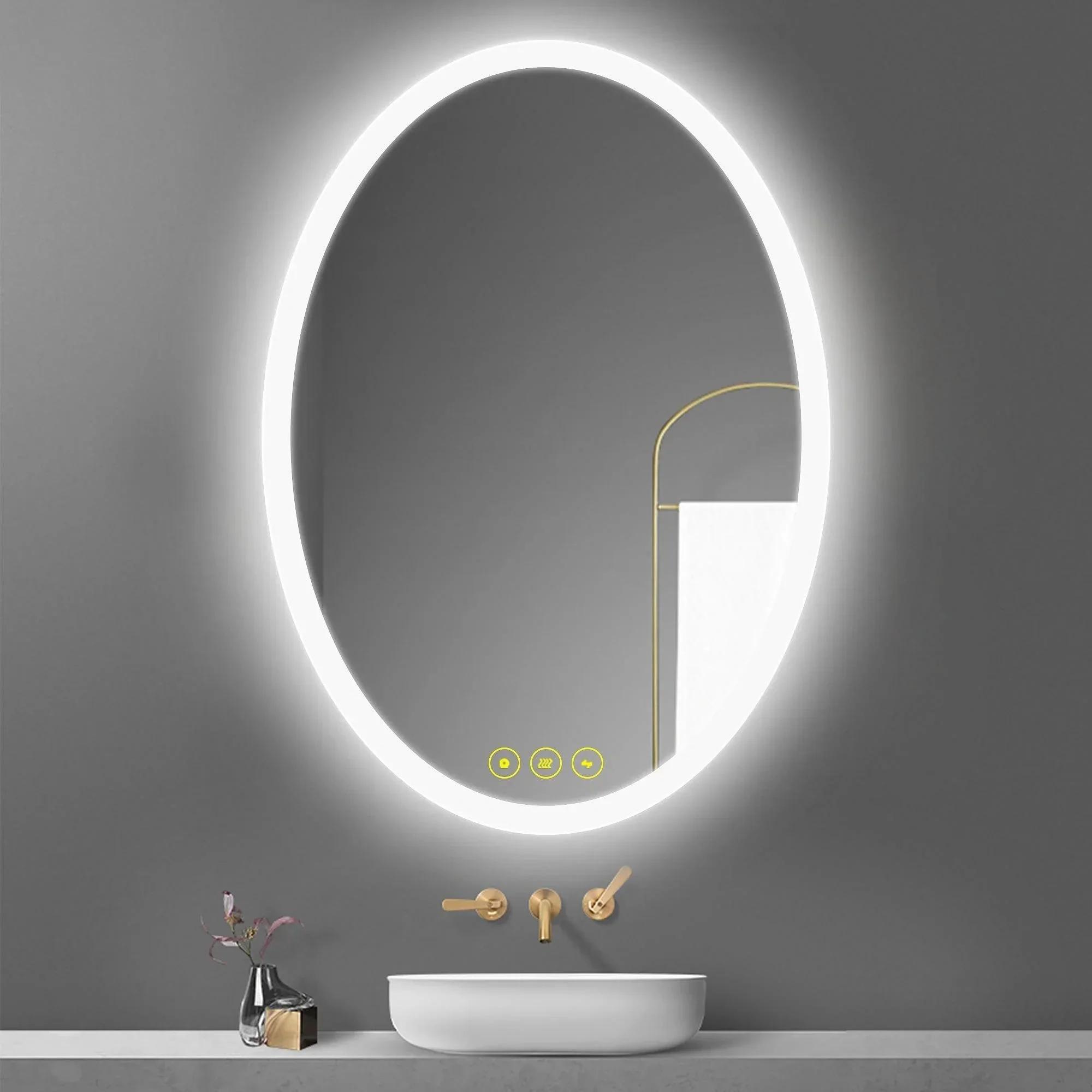 Parrot Uncle Lumina Mirror in Oval Frameless with LED Anti-Fog Dimmable Bathroom Vanity Mirror - Image 4