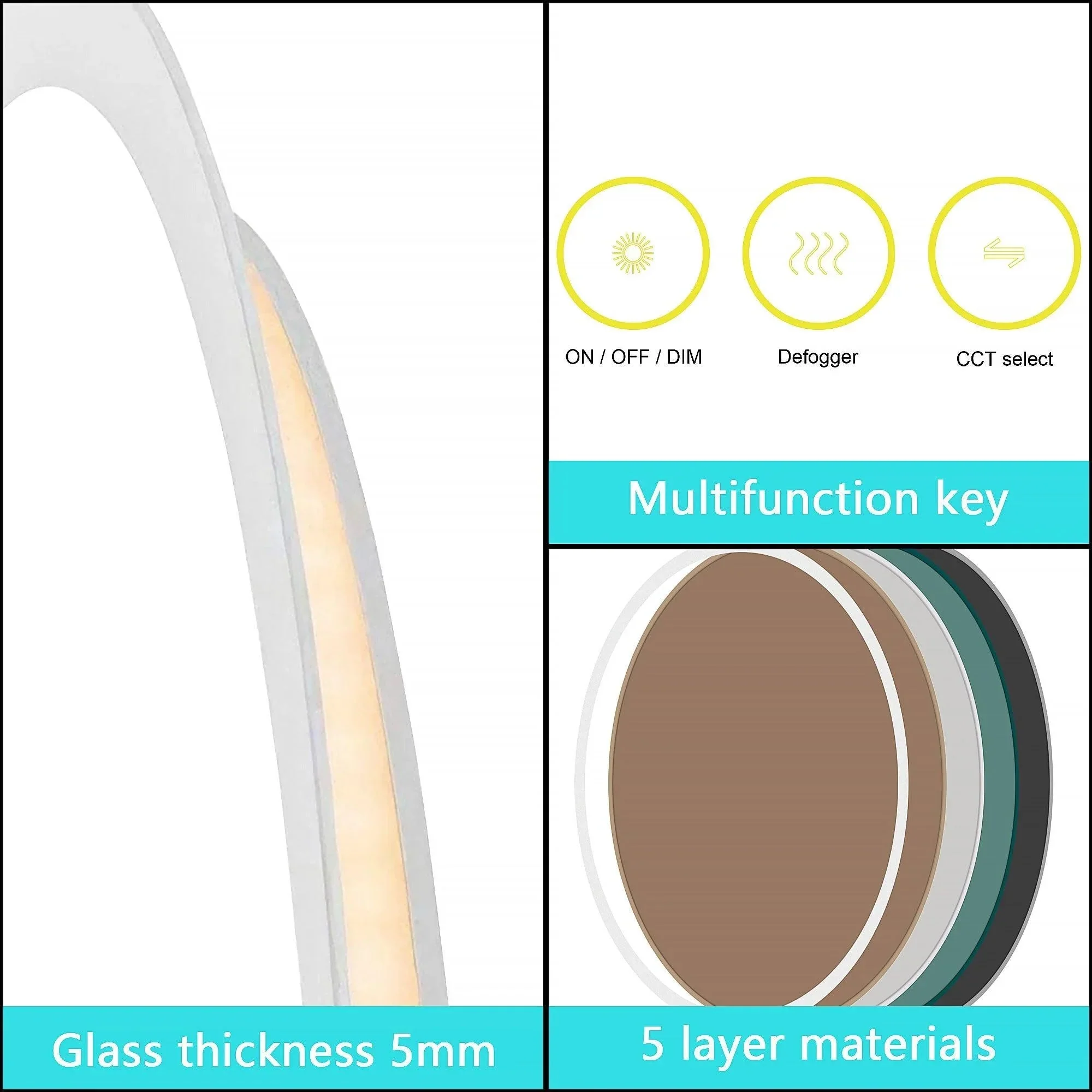 Parrot Uncle Lumina Mirror in Oval Frameless with LED Anti-Fog Dimmable Bathroom Vanity Mirror - Image 7