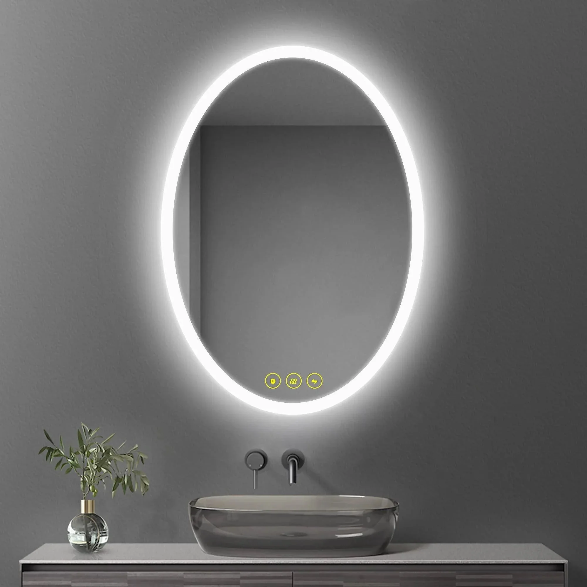 Parrot Uncle Lumina Mirror in Oval Frameless with LED Anti-Fog Dimmable Bathroom Vanity Mirror - Image 8